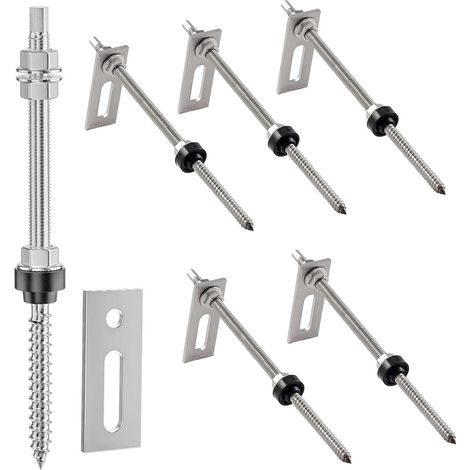 6 Vis Fixation Panneau Solaire M10 x 200 mm, Boulon Suspension Réglables Hauteur (1/5)
