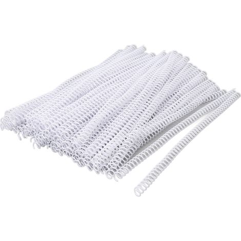 100 pcs spirales de reliure 48 boucles pas 4:1 pour papier A4 chemins de reliure plastique capacité 40 feuilles diamètre 8mm blanc (1/5)