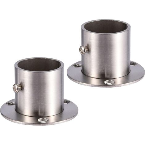 Lntyq – Lot de 2 supports à bride en acier inoxydable pour tringle de placard 32 mm – Résistant à la corrosion – Fixation ajustable – Pour armoires et penderies