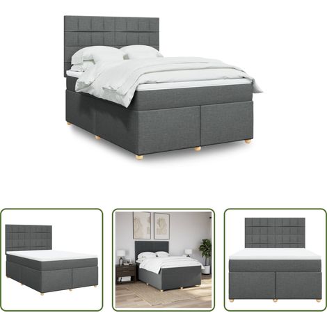 vidaXL Matelas à ressorts ensachés -  Sommier à lattes de lit avec matelas Gris foncé 140x190cm Tissu (1/5)