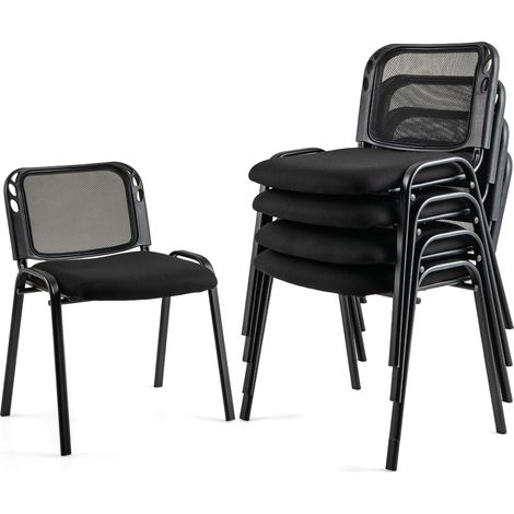 COSTWAY 5PCS Stackable Reception Chairs Heavy Duty Office Chair Upholstered Conference (1/5)