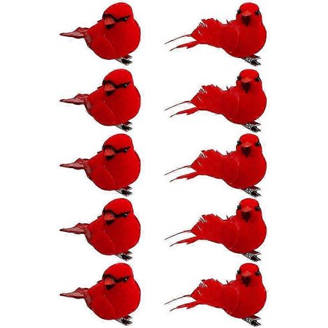 Weihnachtskardinalvögel, kleine Vogelornamente für den Weihnachtsbaum, 10 Stück (1/5)