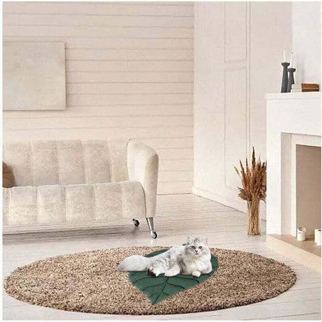 Matelas pour chat double face disponible, lit pour chat en forme de feuille, tapis pour chat et chien, couverture de lit chaude et confortable, lit pour chat de dessin animé (vert 1 pièce)