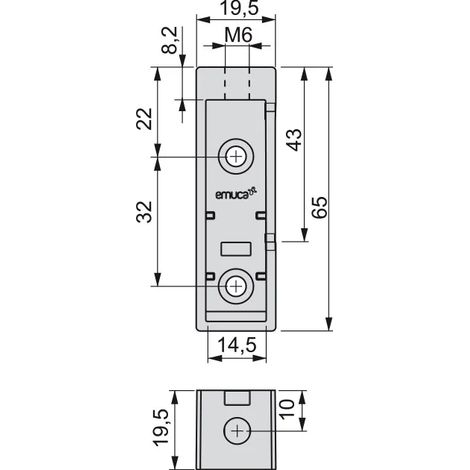 Reggitubo Emuca Tubo Appenderia Rettangolare 30x15 Argento DX+SX (1/5)