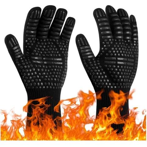 Gants de Barbecue - Anti-Chaleur 800°C - Antidérapants - Flexibles - Design à Cinq Doigts (1/4)