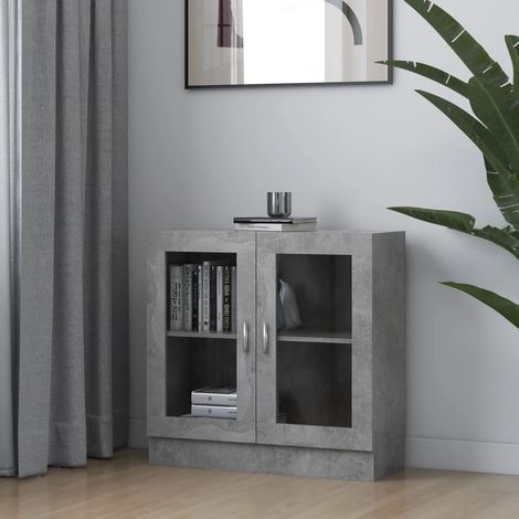 Armoire à vitrine Armoire de rangement Gris béton 82,5x30,5x80 cm Aggloméré RTJEX456206 (1/5)
