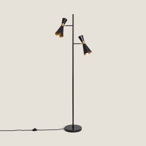 Lampada da Terra Metallo 2 Faretti Jigger Nero - Oro (1/5)