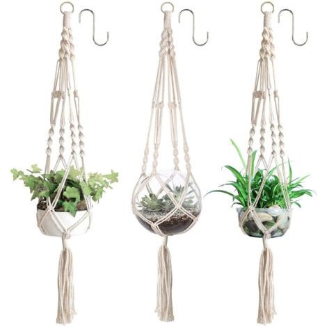 3 Pièces pot de fleurs suspendu en filet, panier suspendu pour plantes de Style scandinave (1/5)