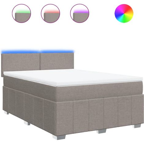 Maison Exclusive - Sommier à lattes de lit avec matelas Taupe 160x200 cm Tissu (1/5)