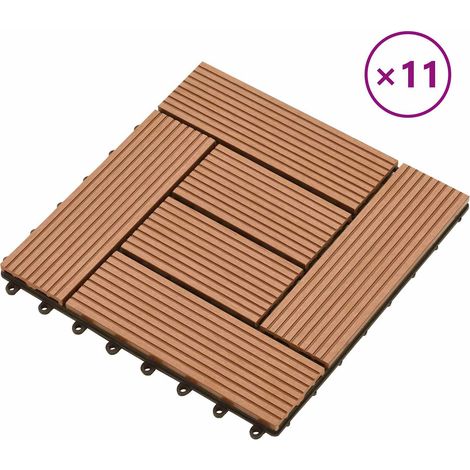 Carreau de terrasse 11 pcs Marron 30 x 30 cm WPC (1/5)