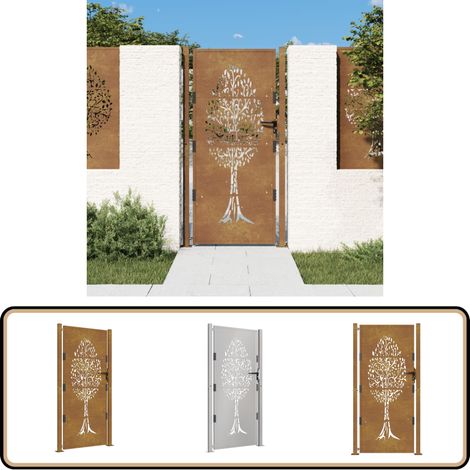 Portail de jardin 105x180 cm acier corten conception de l'arbre - Portail De Jardin - Portails De Jardin - Clôture - Porte De Sécurité - Porte En Acier Corten (1/5)
