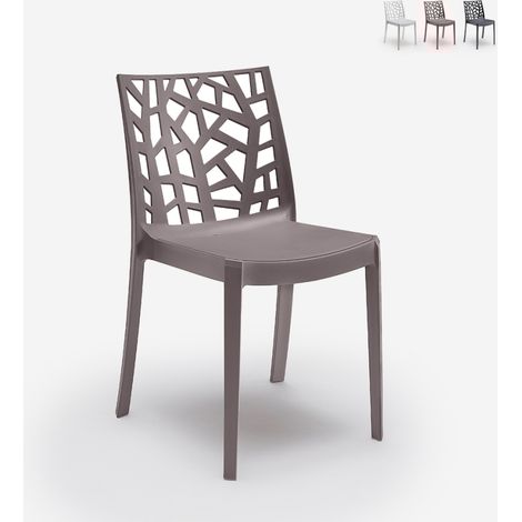 Bica – Chaise de jardin en polypropylène taupe – Résistante aux UV et intempéries – Dimensions 47x55xh82 cm – Empilable pour gain de place