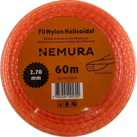 Fil Débroussailleuse Hélicoïdal Silencieux L: 60m, Ø: 2,70mm