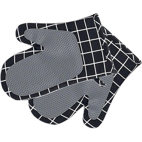 Küchenhandschuhe Silikon-Ofenhandschuh-Set rutschfest 27 x 18 cm hitzebeständige Handschuhe mikrowellengeeignete Handschuhe zum Kochen Grillen (1/5)