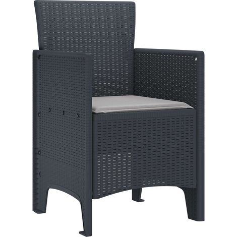 Chaise de jardin 2 lot de 2 Chaises d'extérieur Anthracite 53 x 49 x 85 cm Polypropylène (1/5)