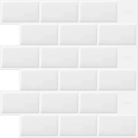 Carrelage mural blanc autocollant de style métro avec bande adhésive pour cuisine et salle de bain, 3 feuilles, 30 x 30 cm (1/5)