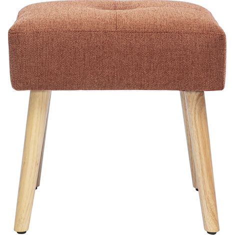 Niedriger Hocker in Textur-Velours-Effekt gebrannte Erde und helles Massivholz H46 cm GUESTA