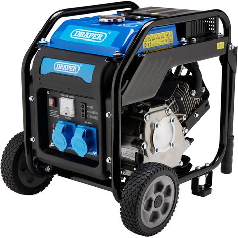 Draper 98683 Petrol Open Frame Inverter Generator with Wheels – 3800W, 230V, Portable Power Supply