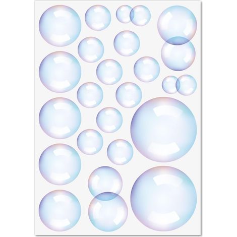 Lot 21 Autocollants Bulles Savon Salle Bain 3 à 8 cm - kfz759 (1/5)