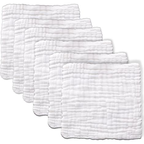Serviette Visage Bébé - 100 % Coton Doux - Absorbant et Respirant - Pour Nouveau-Né et Enfant - Lot de 6 (1/5)