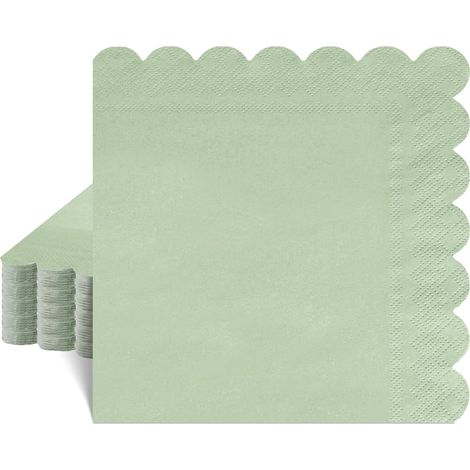 40 salbeigrüne Servietten, 33 x 33 cm, 2-lagige Wellpappenservietten, salbeigrün-eukalyptusgrün, Einwegservietten für Geburtstage, Babypartys, Hochzeiten, Kommunionen, Partydekorationen (1/5)