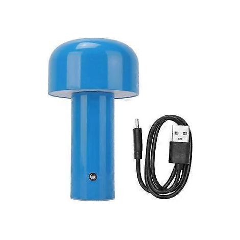 Pilzförmige Tischleuchte, 3 Farben, Dimmfunktion, USB-Ladefunktion, berührungsempfindlich, ideal für Restaurant und Camping, Blau