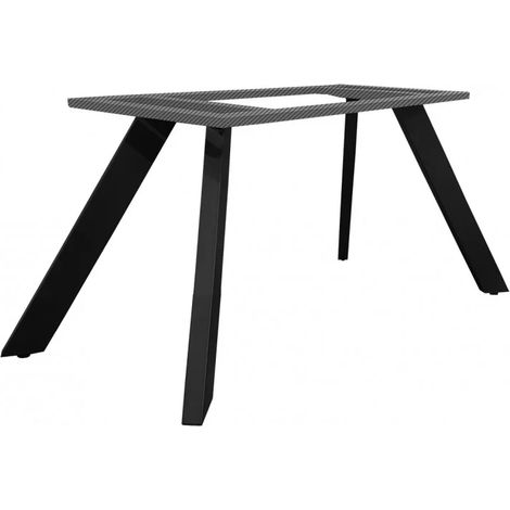 Pieds de table inclinés en métal noir H.65 cm – 4 patins réglables – Fixation par vis – Pour plateau en bois massif – Meubletmoi (1/5)