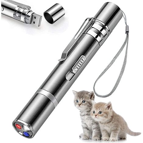 Jouet pour chat pointeur laser d'intérieur, rechargeable, 7 tiges réglables, lumière rouge, jouet interactif pour chat et souris pour divertir chatons et chiens. (1/5)