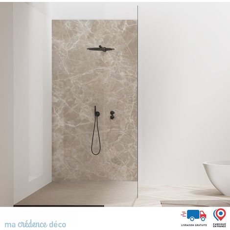 Panneau de douche : Marbre de Minorola - Couleur Beige marron - Alu composite - 90 - 245 (1/3)