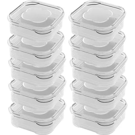 Ensemble de 10 récipients hermétiques, 350 ml, 12 x 12 x 4,5 cm, avec couvercles, transparents, pour l'organisation de la maison dans la cuisine et sur le plan de travail.-AquaForge (1/5)