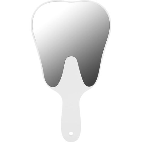 Specchio dentale, grazioso specchio a forma di dente con manico, specchio trasparente per osservazione dentale, materiale PC e vetro, leggero e resistente, per studio dentistico e casa