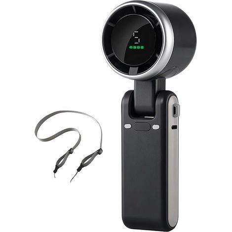 Foldable portable fan, black, with TYPE-C fast charging, 5 speeds, cord included, enjoy optimal cooling (1/5)