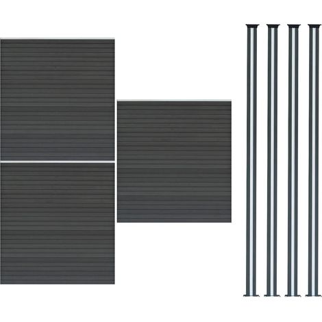 Composite Fence Panel x 3 & 4 Aluminium Posts 6ft Board Grey