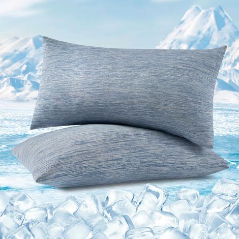 WOLTU 2 Pezzi Coppia Federe Copricuscino Rinfrescanti  in Lavatrice con Zip – Protezione e Comfort 30x50cm Blu