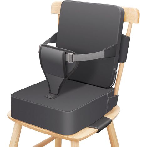 Rehausseur Chaise Enfant PU Lavable Rehausseur Chaise Bebe Antidérapant Rehausseur De Chaise Coussin Rehausseur Chaise Enfant Portable avec Dossier et Sangles de Sécurité Réglables en 3 points (1/5)