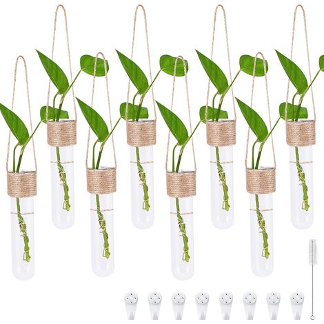 8Pcs Vase Décoratif en Forme de Tube à Essai, Vase en Verre à Suspendre, Bouteille Suspendue, Vases Créatif en Verre à Suspendre, Vases Suspendu, pour Plantes Hydroponiques (1/5)