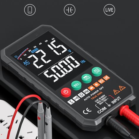 Multimètre intelligent à écran tactile, voltmètre avec test de température, affichage LCD, FY107C, mesure précise et comptage intégré. (1/5)