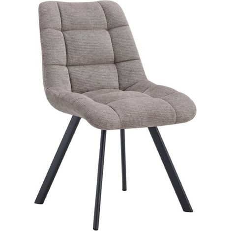 Lote de 2 sillas VELMIA - Tela gris claro - Patas de metal - Diseño moderno - Elegancia suave y luminosa (1/5)