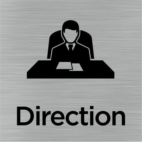 Pictogramme Direction .- Plaque aluminium brossé - (1/5)