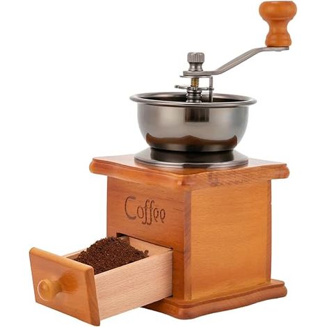 Moulin à café manuel rétro avec manivelle, grossièreté réglable, portable, pour la fête des pères (1/5)