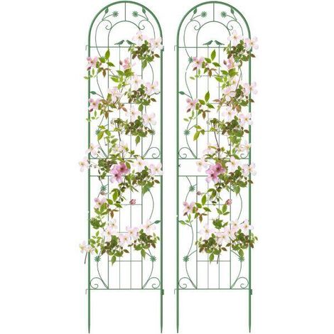 2 Pack Metal Garden Trellis for Climbing Plants Vegetables and Roses-Green (1/5)