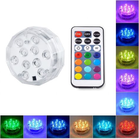ZOLGINAH Luz LED sumergible, luces LED subacuáticas Luces sumergibles multicolor con control remoto IP68 a prueba de agua para piscina, paquete de 4 (1/5)