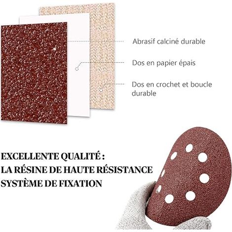 Disque Abrasif 125mm 8 Trous Grain 40 Adhésif Disque Ponceuse Papier à Poncer Rond Ponceuse Excentrique (1/4)