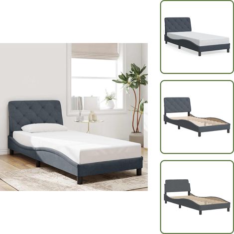 Cuscino testiera - vidaXL Giroletto senza Materasso Grigio Scuro 90x190 cm Velluto - Velluto