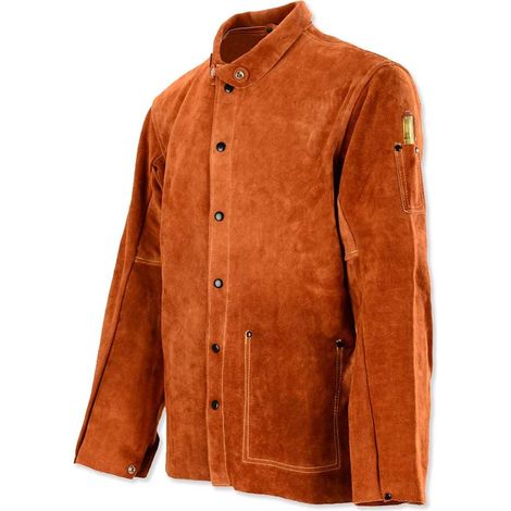 Veste de Soudeur en Cuir Résistant à la Flamme, Vêtement Soudure Ignifuge Durable pour Hommes et Femmes, Veste Soudeur pour Protéger Contre Les Projections de Soudure de TIG/MIG/Arc(Convient pour un p (1/5)