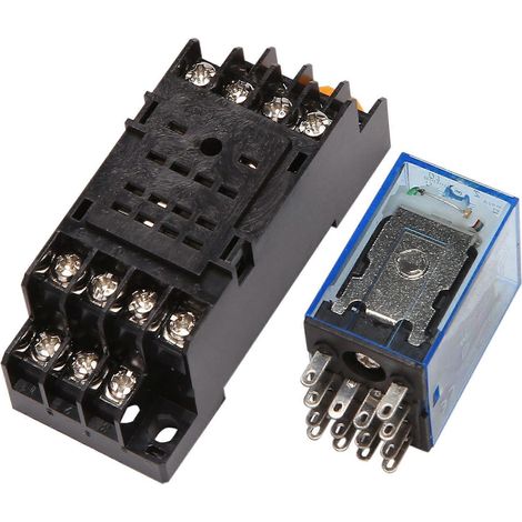 Relais de puissance électromagnétique HH54P DC 12V 4PDT 14 broches, embase DYF14A (1/5)