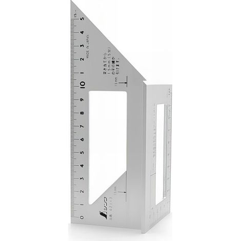 Équerre japonaise 168 x 63 mm – Aluminium 100% – Angles 90° et 45° – Pour coupes d'onglet et montants d'ossature – Forézienne (1/2)