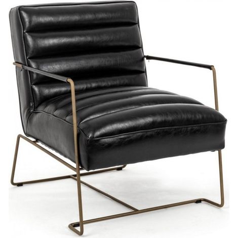 Poltrona struttura in acciaio verniciato e seduta rivestita in similpelle nero 62,5x74x80-45-56h cm (1/5)