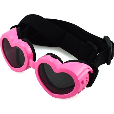 1 paire lunettes de soleil pour chien, sangle ajustable, protection UV, forme cœur, pour petits chiens et chats (1/5)