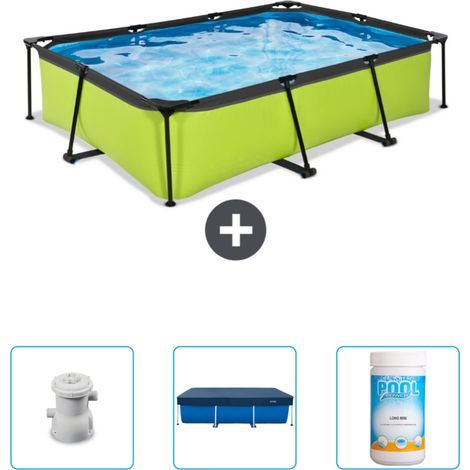 EXIT Rechteckiges Kalkrahmen-Schwimmbecken – 300 x 200 x 65 cm – Inklusive Zubehör CB75